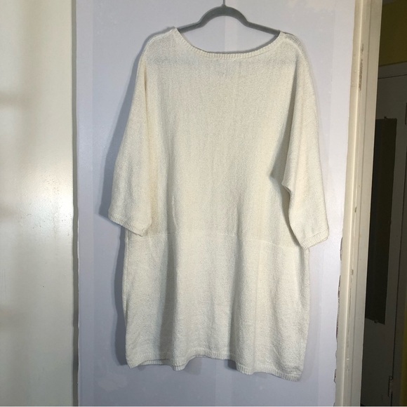 Soft Surroundings Pullover Women’s White Knit Tunic/Dress Pockets One Size - Picture 8 of 10